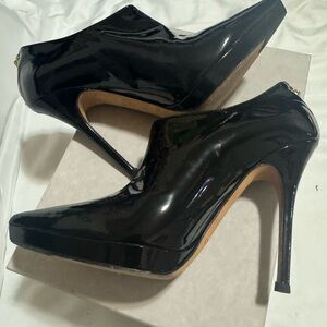 Jimmy Choo Black Patent Platform Stiletto Booties